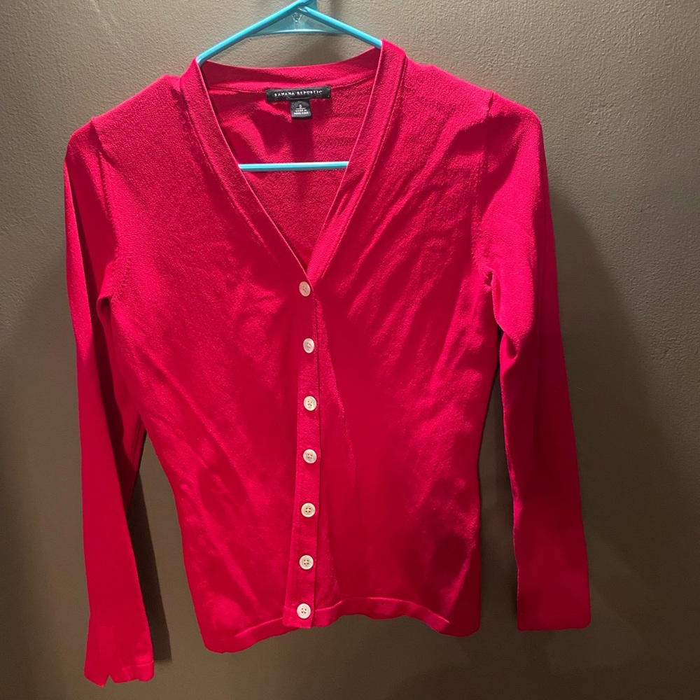 BANANA REPUBLIC Pink Button-Up Sweater
